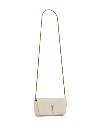 Saint Laurent Gaby Quilted Leather Phone Case In Neutrals