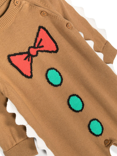 Shop Stella Mccartney Scallop-edge Knitted Romper In Brown