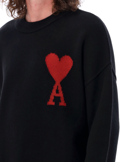 Shop Ami Alexandre Mattiussi Ami De Coeur Sweater In Black/red