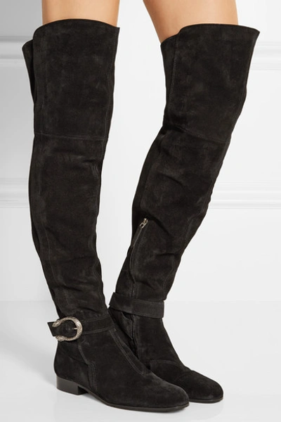 Shop Gucci Dionysus Suede Over-the-knee Boots