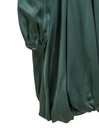 Shop Rochas Draped Dress In Dark Green