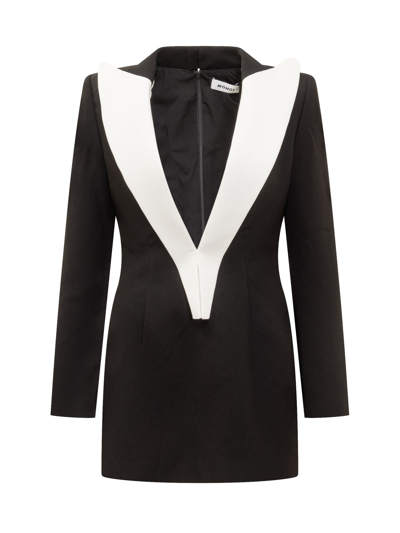 Shop Monot Mini Dress With Revers In Black/white