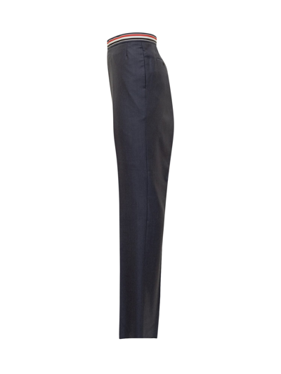 Shop Thom Browne Trousers With Tricolor In Deep Blue