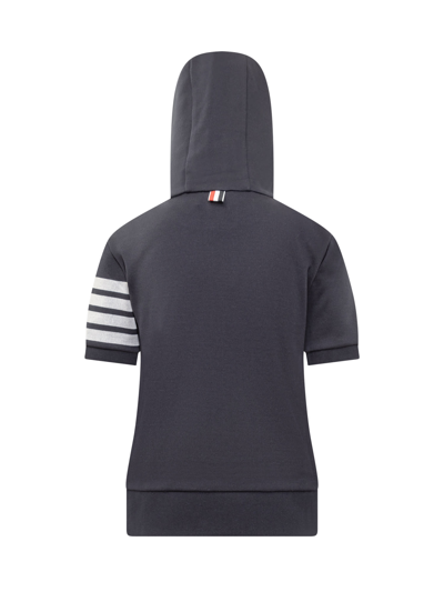 Shop Thom Browne Sweatshirt With Short Sleeves In Navy