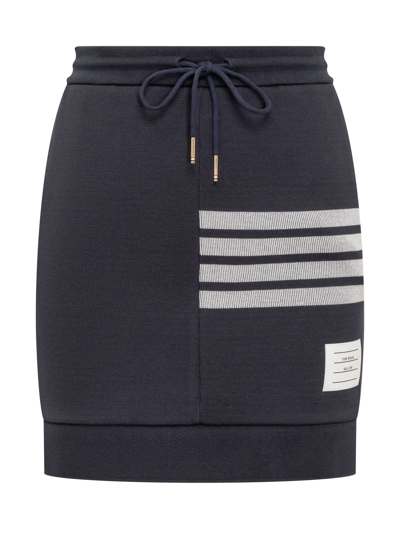Shop Thom Browne Mini Skirt With Stripes In Navy