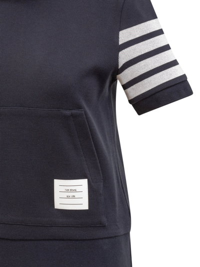 Shop Thom Browne Sweatshirt With Short Sleeves In Navy