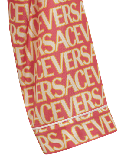 Shop Versace Shirt With Logo In Fuxia-rosa