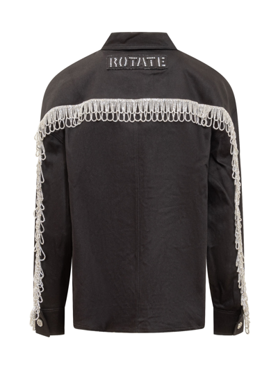 Shop Rotate Birger Christensen Denim Jacket With Rhinestones In Black