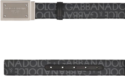 Shop Dolce & Gabbana Logo Reversible Belt In Grey