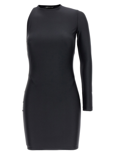 Shop Balenciaga Cut-out One Shoulder Dress In Black
