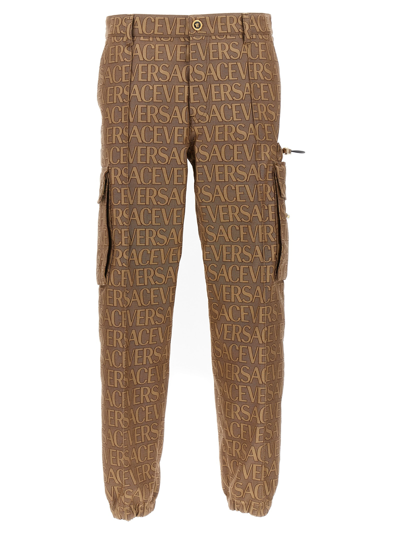 Shop Versace Allover La Vacanza Caspule Pants In Brown