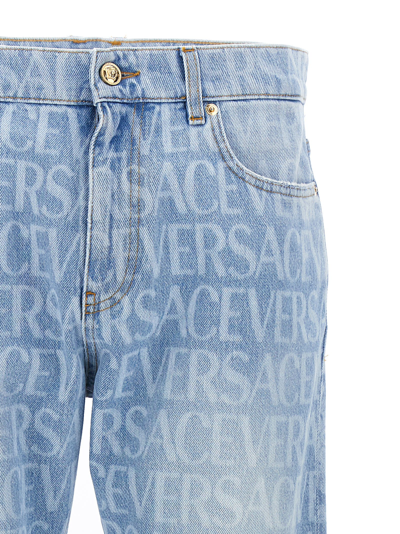 Shop Versace Jeans  Allover In Light Blue