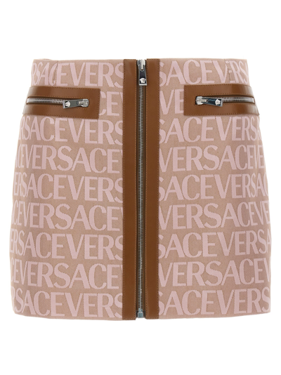 Shop Versace Allover Capsule La Vacanza Skirt In Pink