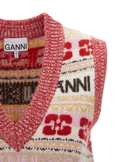 Shop Ganni Graphic Vest In Multicolor