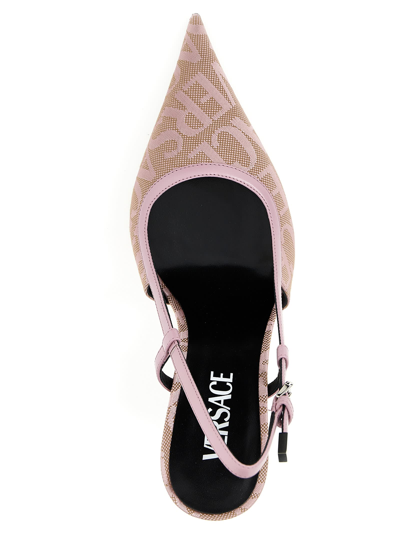 Shop Versace All-over  Slingbacks In Pink