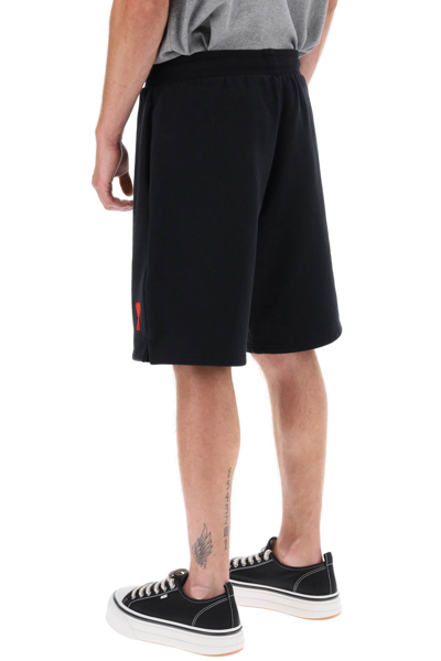 Shop Ami Alexandre Mattiussi Shorts With Logo Embroidery In Black Red (black)