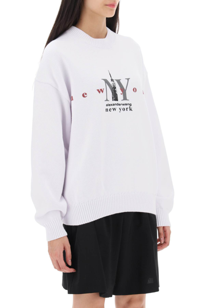 Shop Alexander Wang Ny Empire State Logo Cotton Sweater In White (white)