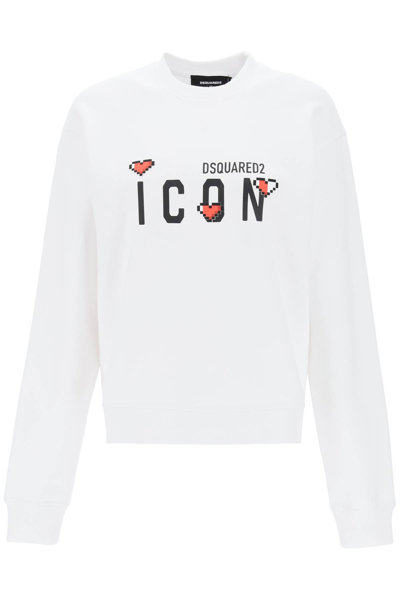 Shop Dsquared2 Icon Game Lover Sweatshirt In White (white)
