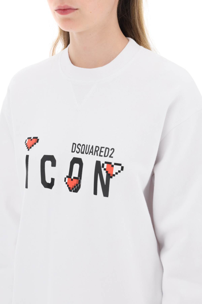 Shop Dsquared2 Icon Game Lover Sweatshirt In White (white)