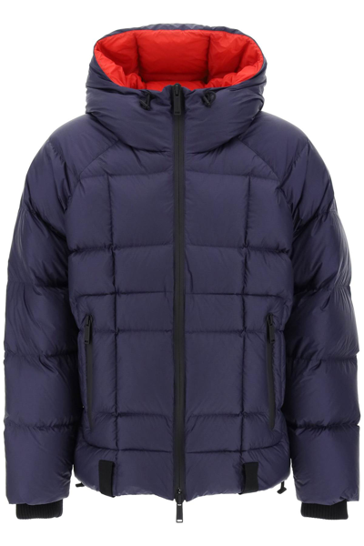 Shop Dsquared2 Logo Print Hooded Down Jacket In Navy Blue (blue)