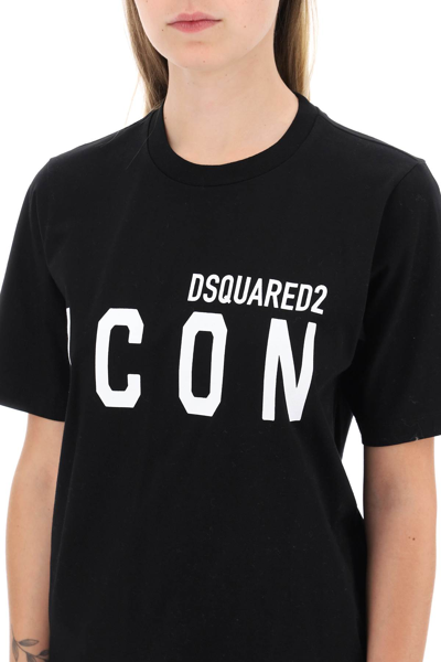 Shop Dsquared2 Icon Forever Easy Tee In Black White (black)