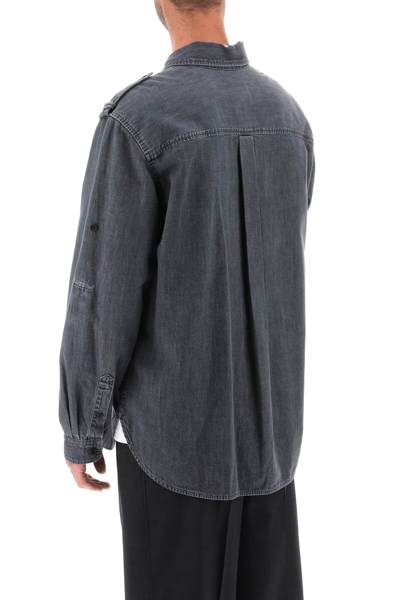 Shop Isabel Marant Cesar Chambray Shirt In Dark Grey (grey)