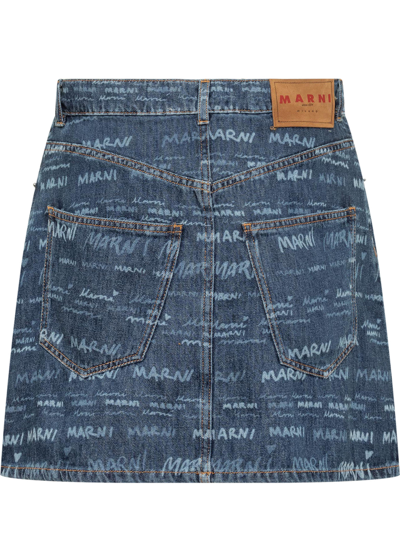 Shop Marni Monogram Mini Skirt In Iris Blue