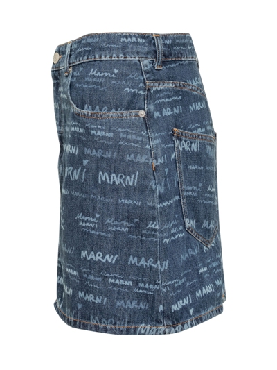 Shop Marni Monogram Mini Skirt In Iris Blue