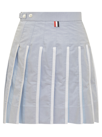 Shop Thom Browne Pleated Skirt In Lightblue