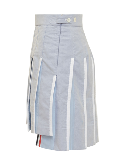 Shop Thom Browne Pleated Skirt In Lightblue