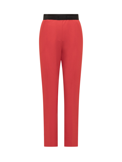 Shop Msgm Straight Pants In Red