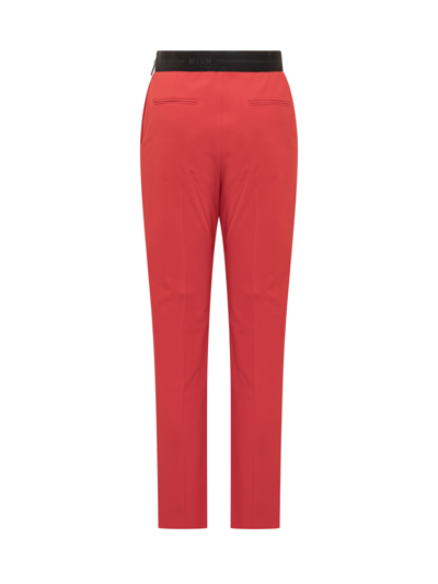 Shop Msgm Straight Pants In Red