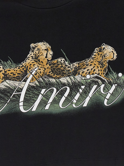 Shop Amiri Cheetah Cropped T-shirt In White/black