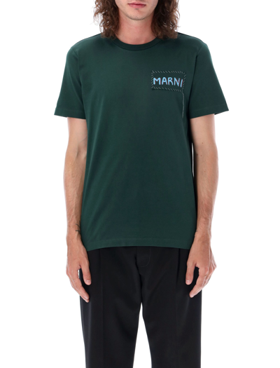 Shop Marni Patch T-shirt In Green