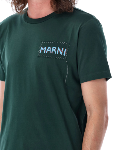 Shop Marni Patch T-shirt In Green
