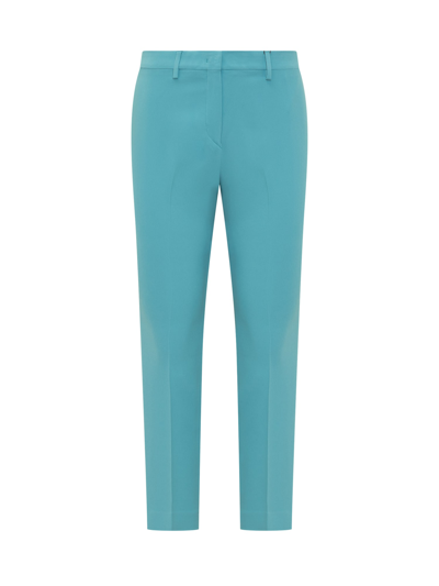 Etro Trousers Featuring Pleats And Ankle Length In Azzurro