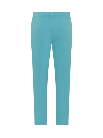 Etro Trousers Featuring Pleats And Ankle Length In Azzurro