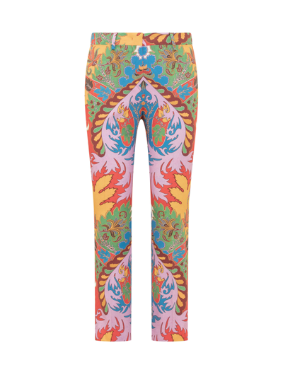 Shop Etro Paisley Trousers In Multicolor