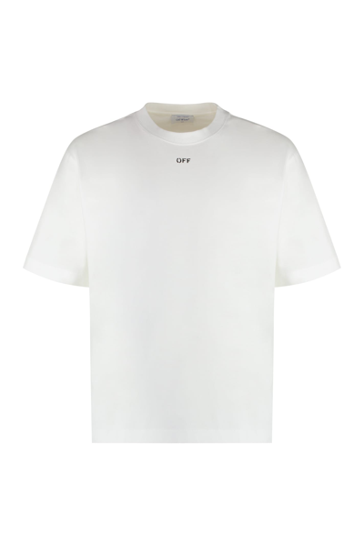 Shop Off-white Cotton Crew-neck T-shirt In White