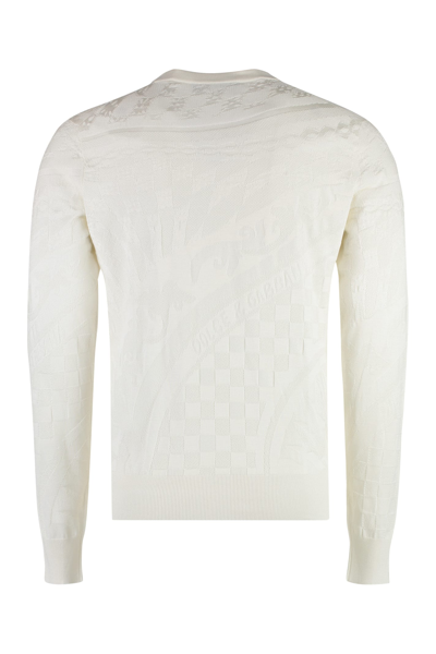 Shop Dolce & Gabbana Long Sleeve Crew-neck Sweater In Ivory