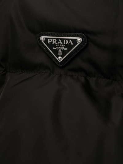 Shop Prada Re-nylon Down Coat In Schwarz