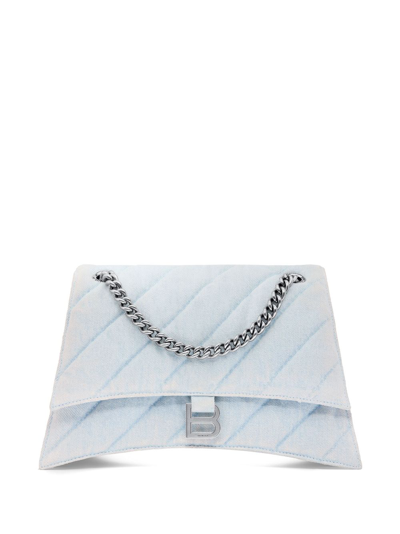 Balenciaga Medium Crush Shoulder Bag In Blue