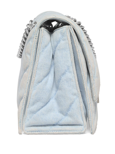 Shop Balenciaga Medium Crush Quilted Denim Shoulder Bag In Blue