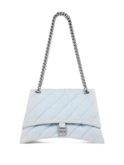 Balenciaga Medium Crush Shoulder Bag In Blue