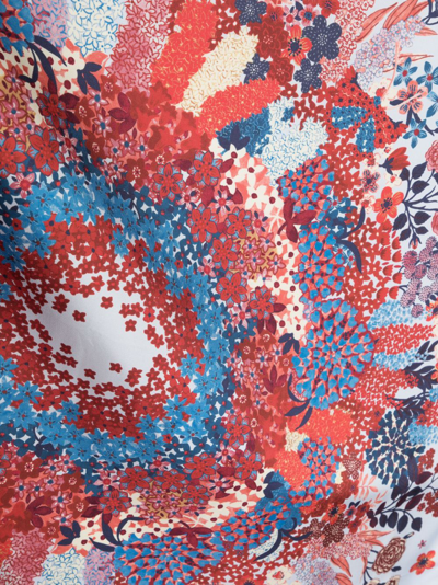 Shop Longchamp Floral-print Silk Scarf In Blau