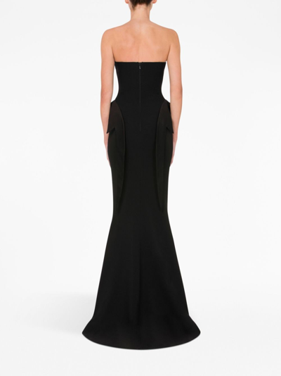 Shop Moschino Sweetheart-neck Embroidered Maxi Dress In Schwarz