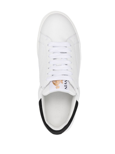 Shop Lanvin Logo-patch Lace-up Sneakers In Weiss