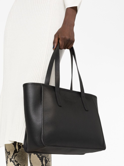 Shop Longchamp Le Foulonné Leather Tote Bag In Schwarz