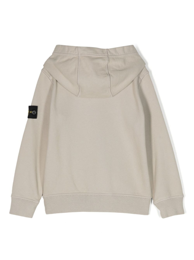 Stone Island Compass-patch Cotton Hoodie In Grau