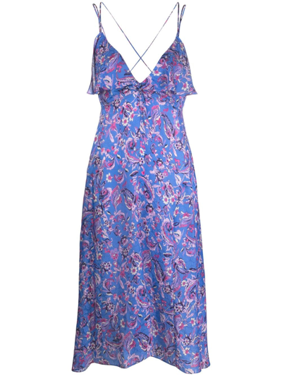 Isabel Marant Paysa Printed Silk-blend Midi Dress In Blue